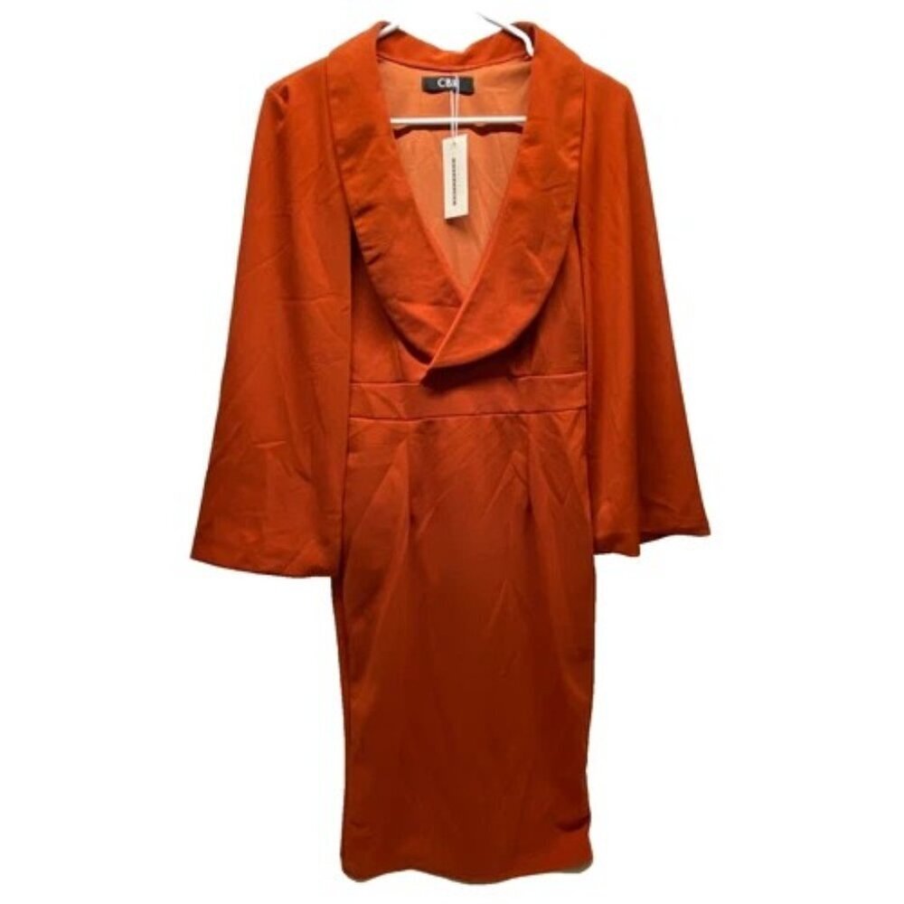 CBR Women's Small Dress Sleeveless‎ Autumn Rust Built-In Shawl NWT